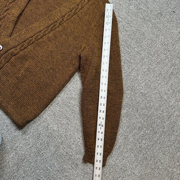 Handmade Brown Button Cable Knit Cardigan Sweater Est Womens Medium / Large - Picture 6 of 8